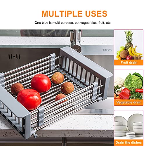 Msaaex Expandable Dish Drying Rack, Over Sink Dish Drying Rack , Draining Dishes & Fruit Drain- Rustproof Stainless Steel For Kitchen, Rugged Sink Drain Rack (Gray) #TOP5