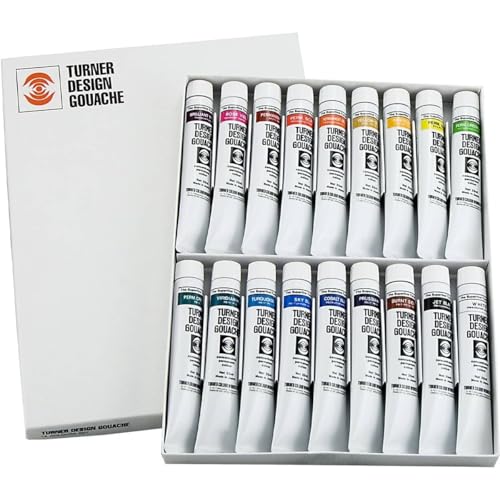 Turner Watercolor Paint Set - Design Gouache Premier Opaque Watercolor Paint - 25 ml Tubes - Set of 18 Assorted Colors
