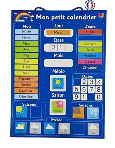 Arc-en-Ciel Magic Calendrier Enfant Educatif Magnétique, Agenda Jouet d'apprentissage, Jeu Ludique, Découverte et Exploration du Temps, des Saisons