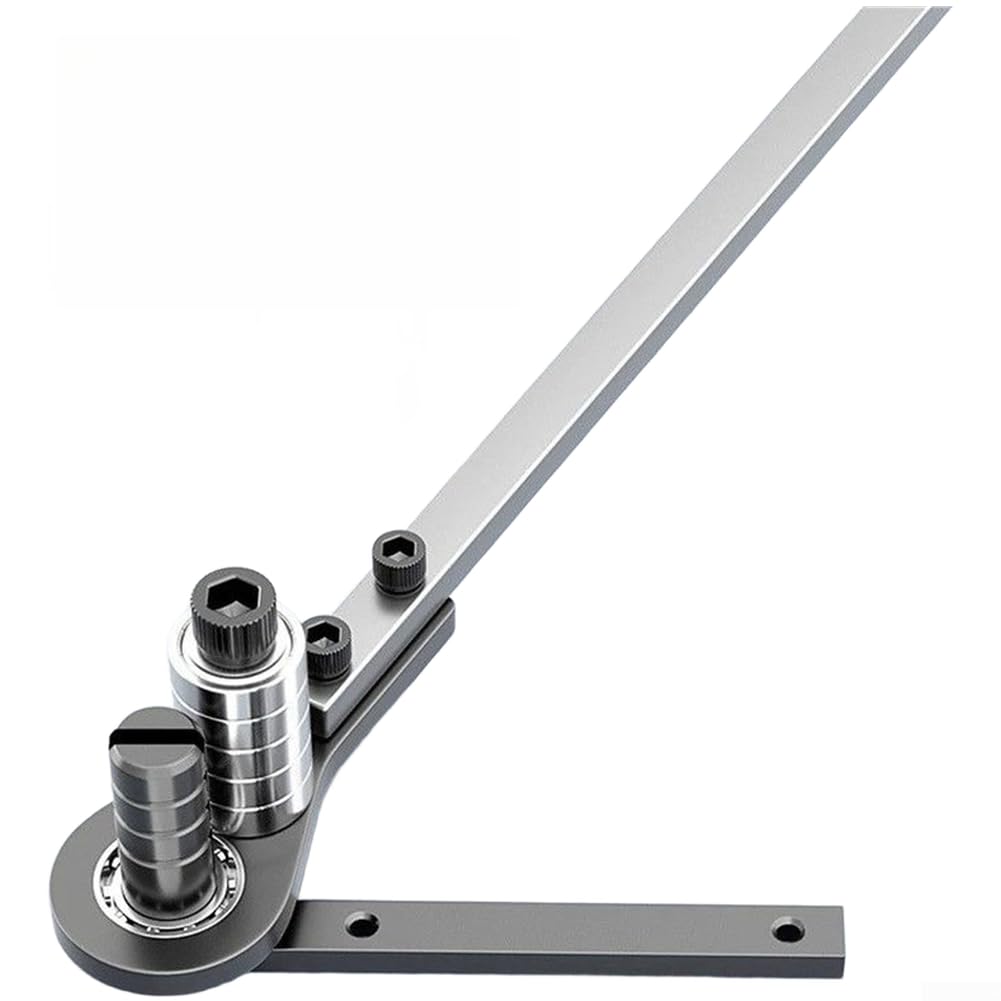 Minhe Manual Steel Bar Bending Machine for 45mm for Flat Iron Copper Aluminum Wire, Duty Bender Tool with 5-Bearing Linkage, S45C Carbon Steel Construction, Worktable Vise Clamp Mounting(4.5mm)