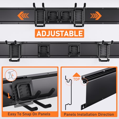 INCLY-Garden-Tool-Organizer-48-Inch-Garage-Tool-Organizer-Wall-Mount-Load-390lbs-Heavy-Duty-Garage-Wall-Organizer-with-3-Storage-Racks-and-6-Adjustable-Hooks-for-Yard-Tools-Shovels-Rakes INCLY Garden Tool Organizer 48 Inch Garage Tool Organizer Wall Mount Load 390lbs Heavy Duty Garage Wall Organizer with 3 Storage Racks and 6 Adjustable Hooks for Yard Tools Shovels Rakes