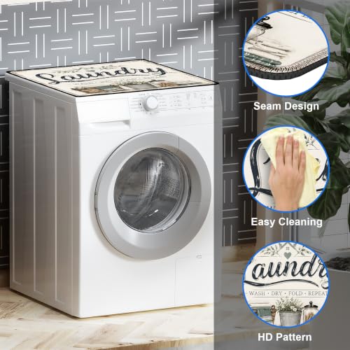 Image of Washer and Dryer Topper for Top,23.6 inch x 19.7 inch Washer Dryer Countertop Mat, Waterproof & Anti-Slip Dryer Top Protector Mat (Laundry Vintage, 23.6x19.7inch)