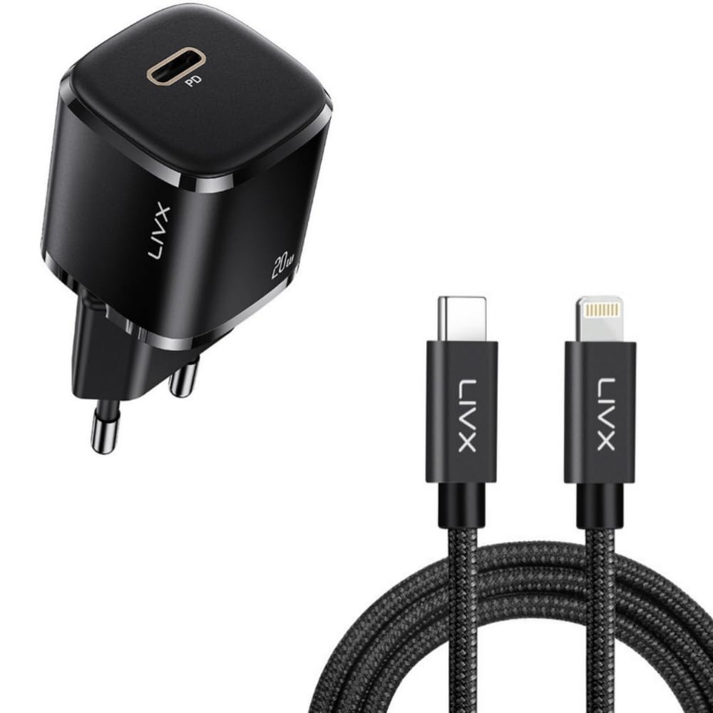 LivX Rapid 20W USB-C Mini PD Hızlı Şarj Cihazı Güç Adaptörü ve 1 metre Iphone şarj kablosu L23 - BLT-00