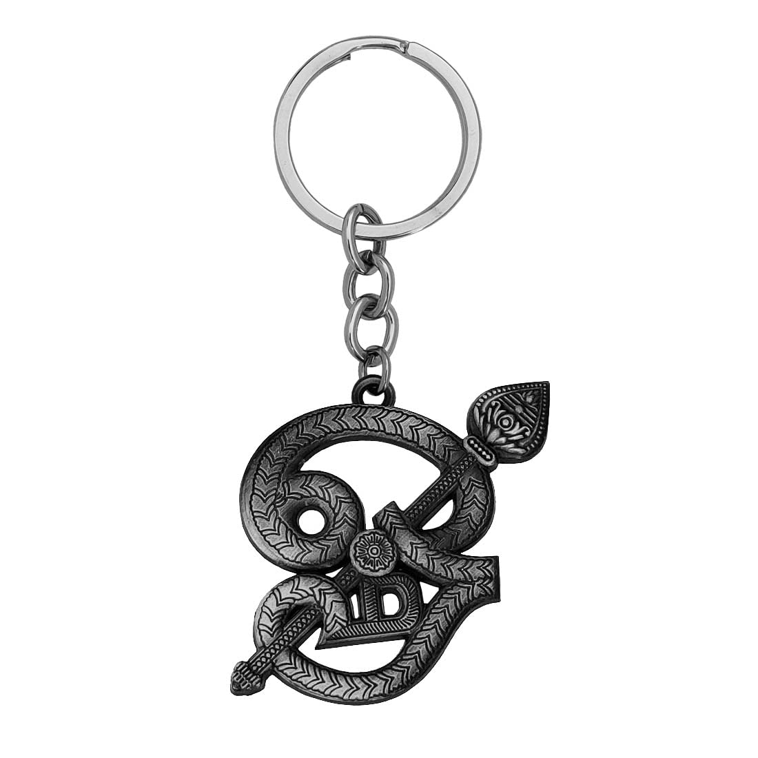 M Men StyleSouth Indian Lord Murugan Kartikeya Skanda Kumara Big Tamil Om VEL Gada Grey Zinc Metal Keychain and Keyring Gift For Men And Women