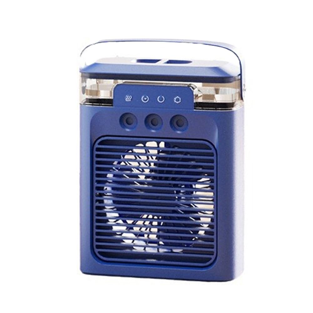 Tragbarer Klimaanlagenventilator, Mini-Verdunstungsluftkühler mit Farbigen LED-Lichtmodi für Schreibtisch, Nachttisch, Couchtisch-B