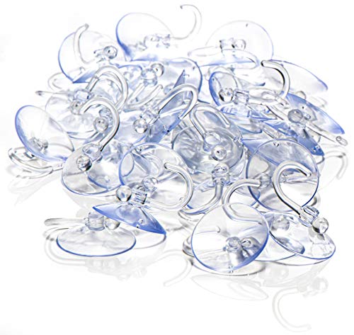 com-four® 40x Soporte de Ventosa con Gancho - Ventosas Multiusos de Plástico con Ganchos para Colgar Toallas, Guirnaldas de Luces y Decoraciones (40 piezas - Ø 4cm)