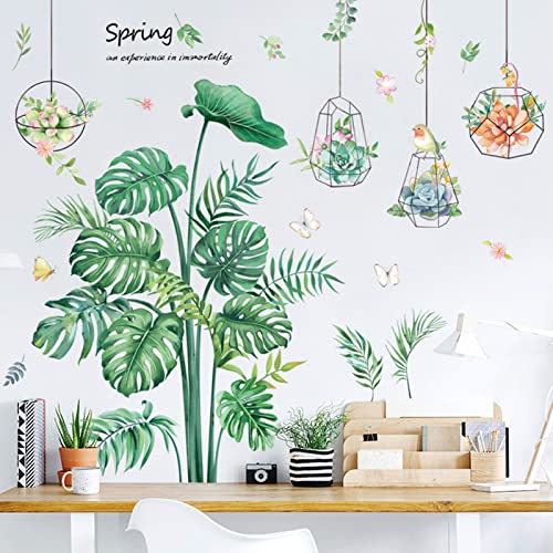 Sticker Mural Plante En Pot Tropicale, Tropicaux Plante Feuille Palmier Autocollants, Stickers Feuillage, Stickers Muraux Plante Tropical ,Convient Pour Chambre à Coucher, Salon, Bureau Cover