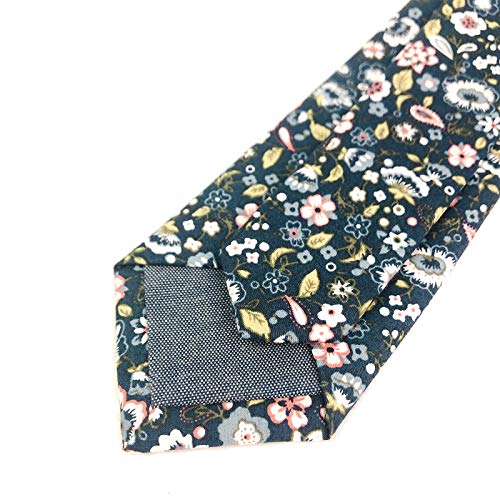 Image of Mantieqingway Men's Cotton Floral Neck Tie 2.56'' Printed Skinny Tie