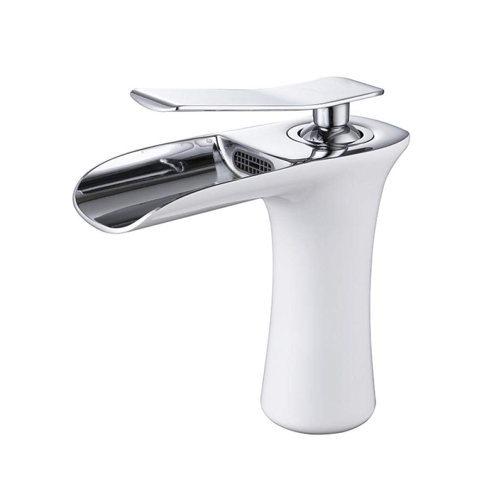 Nian Rubinetto per doccia Cromo Bianco Montato a parete a cascata Beccuccio per vasca Miscelatore a mano Testa a cascata Bagno Rubinetto acqua fredda calda-Solo rubinetto lavabo