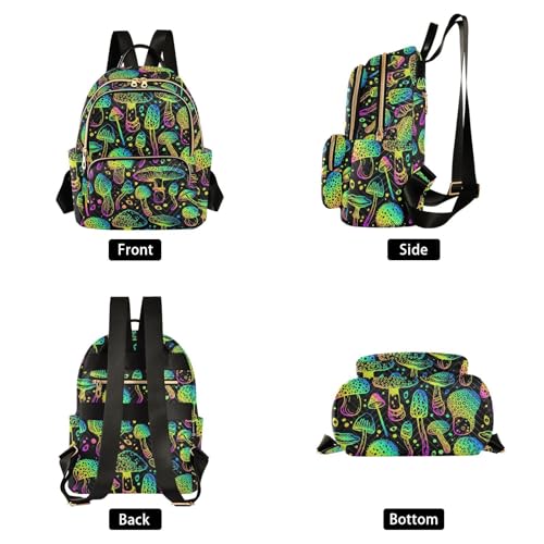 Image of Mini Backpack Trippy Colorful Mushroom Fashion Backpack Purse for Women,Handbag Shoulder Bag Casual Daypack, Ladies Gift for College Work（S）