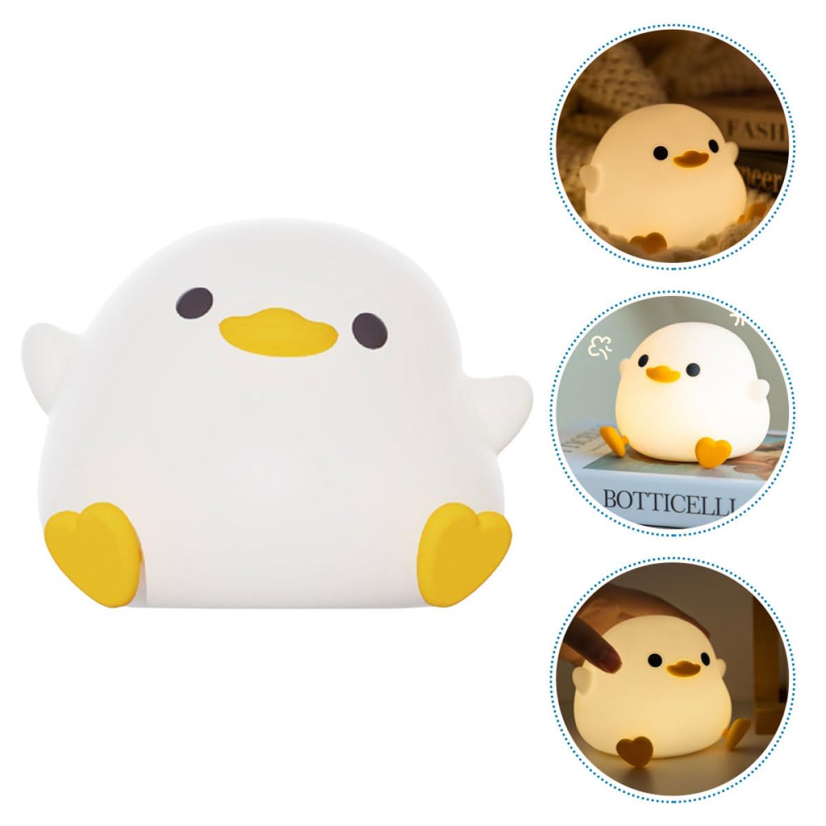 Beavorty Luce Notturna a Forma di Cartone Animato in Silicone Ricaricabile USB 2 Livelli di Luminosità, Lampada da Comodino Compatta per Camera da Letto e Adulti