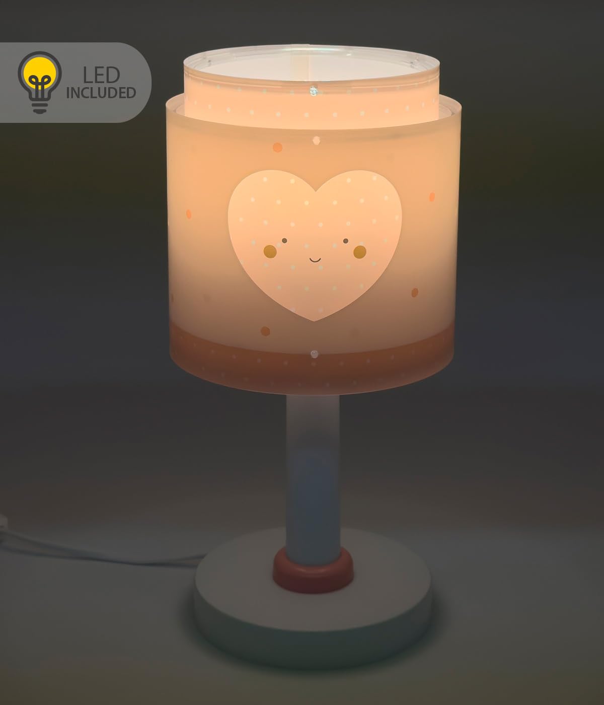 Dalber Lámpara Infantil de Mesilla Baby Dreams Corazón Rosa 76011NS G4 | Lámpara infantil de mesa o mesita; noche; G4 4W LED - Bombilla incluida; Luz Quitamiedos