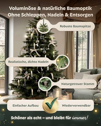 Håvn® Künstlicher Weihnachtsbaum 180 cm Nordlys – Nordmanntanne mit PE-Spitzen, dichte Zweige, Ø 125 cm… – Ansicht 2