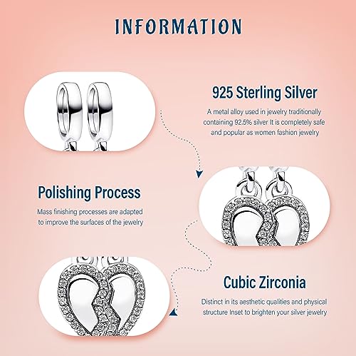 925 Sterling Silver Love Friendship Charms Infinity Pendant Friendship Splittable Heart, Couples, Hot Air Balloon, Robot Lock, Compass, Tree Double Dangle Valentine's Day Christmas For Women Friends3