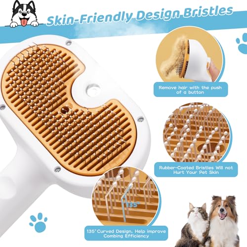 Image of Pet Steam Brush Dog Cat 2026 New Grooming Comb for Shedding, Floating Hair, Smooth & Detangling, Gentle Cool Mist Softens Hair Reduces Static Helps Pets Who Dislike Bathing,Includes Waterless Shampoo