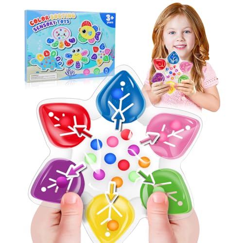 Color Sorting Sensory Toys, Toddler Travel Fine Motor Toy, Preschool Learning Activities Calm Down Sensory Toys for Kids with Autism, Color Matching Montessori Fidget Toys for Kids Ages 3+, Snowflake