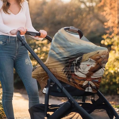 Image of Youngerbaby Horse Baby Nursing Cover for Breastfeeding Stretchy Breastfeeding Cover Lightweight Baby Shower Present Breast Feeding Cover Ultra Soft Breathable Carseat Cover