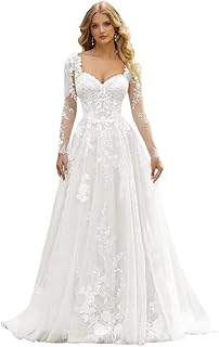 MeiLiqe Lace Appliques V Neck Long Boho Bride Dress with Train Beach Mermaid Wedding Dresses for Bride 2025