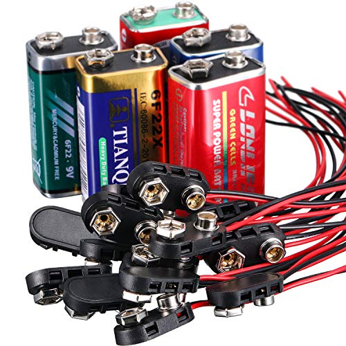 20 Pack 9 V Battery Clip Connector Long Cable Connection Hard Shell Black Red Connector (I Type) - Image 8