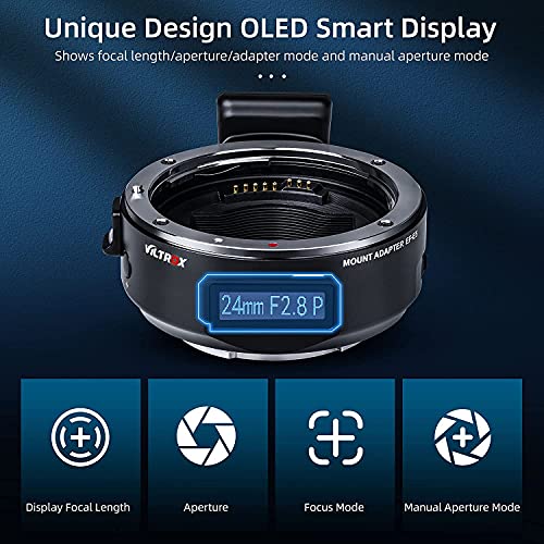 E-Mount Adapter Ef-E5 Auto-Focus Oled Display Lens Converter Compatible With Eos Ef/Ef-S Lens To Sony E Mount Camera A7/A7R/A7S/A7M/A6500/A6400/A6000 #TOP4