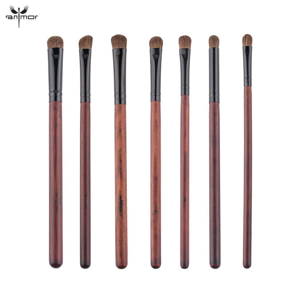 Anmor Eye Makeup Brushes Eyeshadow Brush Set, 7pcs Soft Pony Hair Eyeshadow Blending Brush Kit, for Blending Eyeshadow Eyeliner Crease Eyebrow, with Premium Natural Hair and Wood Handles