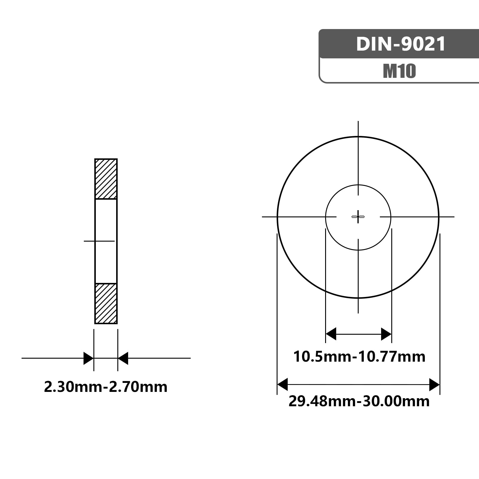18-8 (304) Stainless Steel Fender Washer M10 x 30 mm OD 10 mm ID 40 Pack