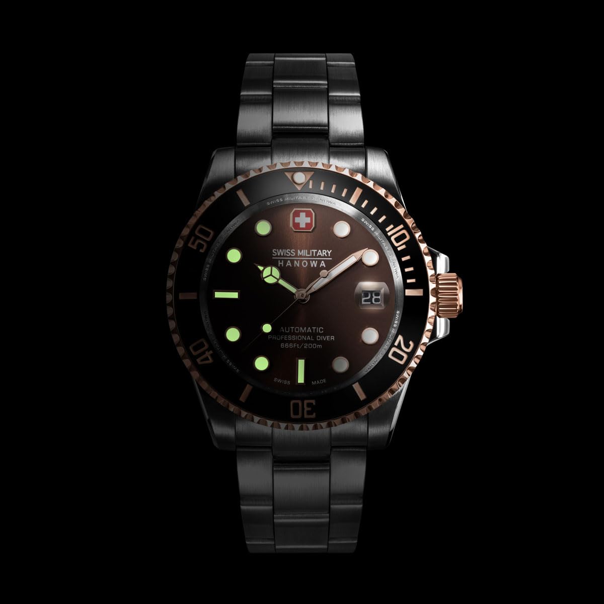 Swiss Military Hanowa Herren Automatikuhr Sealord Professional Diver 41 MM Durchmesser Datum Saphirglas