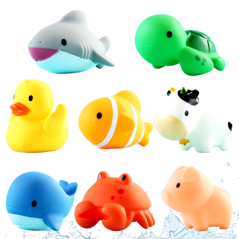 8 Pcs Baby Bath Toys, Animals Bathtub Toy, Floating Bath Toys, Bathtub Toy For Newborn Toddler Playing, for 1 2 3 4 Years Old Boys Girls Kids
