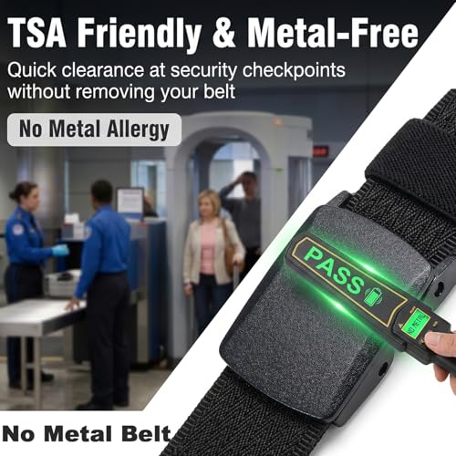 Image of WYuZe Mens Nylon Web Belt No Metal Nickel-Free Military Tactical Hiking Belt
