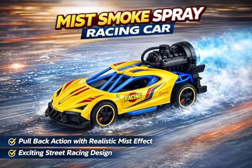 Image of PRIME DEALS Exclusive Alloy Metal Die-Cast Street Racing Car 1:36 Model Car with Mist Smoke Spray Pull Back Die-cast Car Diecast Toy car with Light Music for Kids (Multi Color)