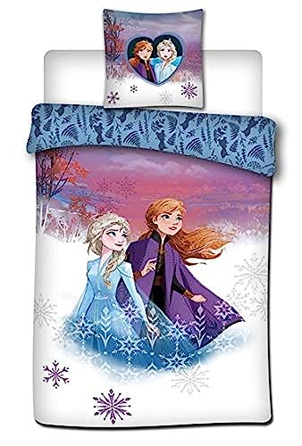 Disney Frozen 2 Princess Elsa and Anna Twin Duvet Cover 55x78 Inch and Pillow Cover 25x25 Inch