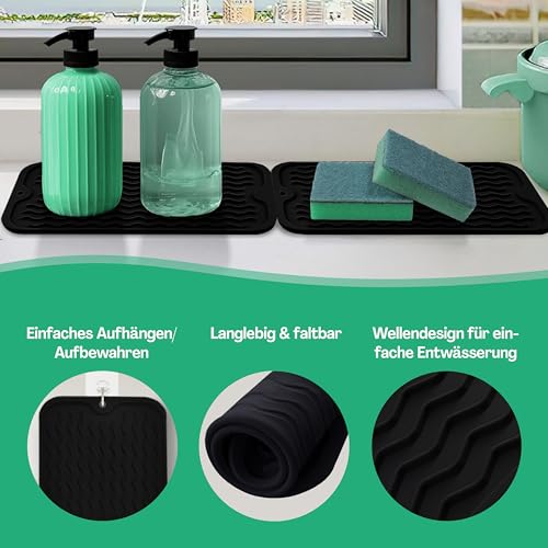 NetroxHome® Abtropfmatte Silikon 30x15 cm, rutschfest & hitzebeständig, ideal für Geschirr, Pfannen, Spülmaschine, Geschirr Abtropfmatte, für Spüle und Küche, BPA-frei & leicht zu reinigen