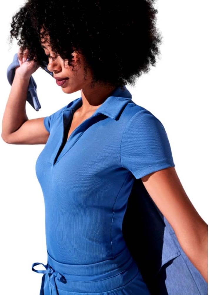 TravisMathew Womens Moveknit Short Sleeve V-Neck Polo