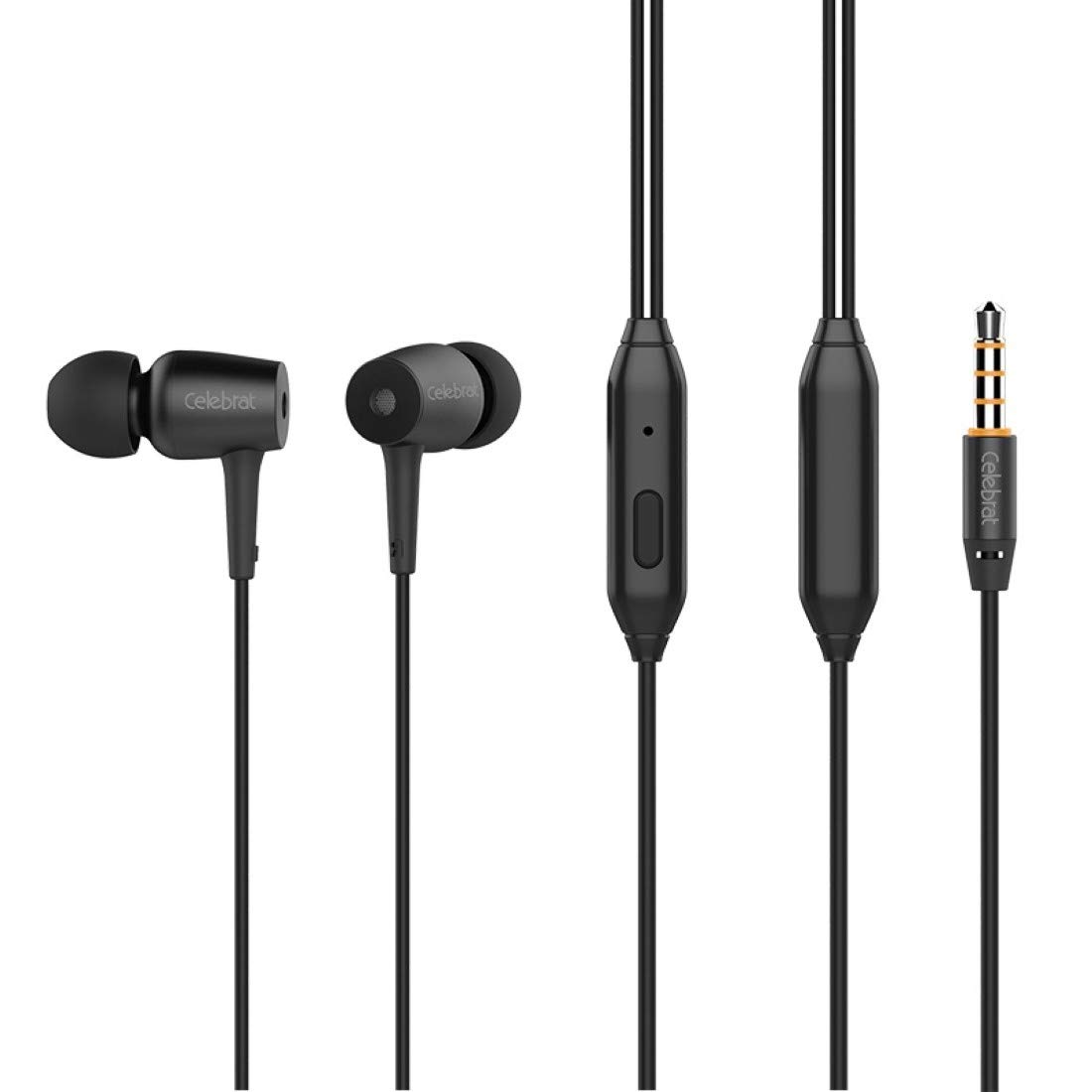 Celebrat Series G1 Metal Hi-Fi Stereo Sound in-Ear Earphone with Mic (Black)