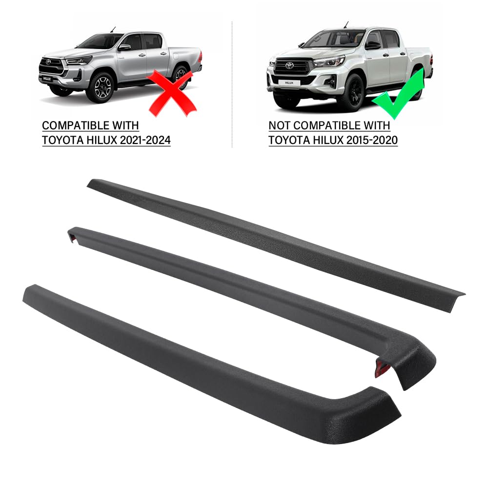 Kit Protezione 3 Pezzi per Toyota Hilux 2016-2020 (Active Lounge) e 2021-2026 (Active) Doppia Cabina, Copribordo Portellone e Rotaie Laterali LLDPE Heavy Duty - Nero Opaco (Solo per Cassone Aperto)
