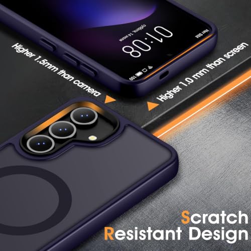 Image of Oterkin Magnetic Case for Samsung Galaxy S24 Plus, Dark Purple | Compatible with MagSafe, Matte Frosted Translucent, Shockproof, Military Grade Protection