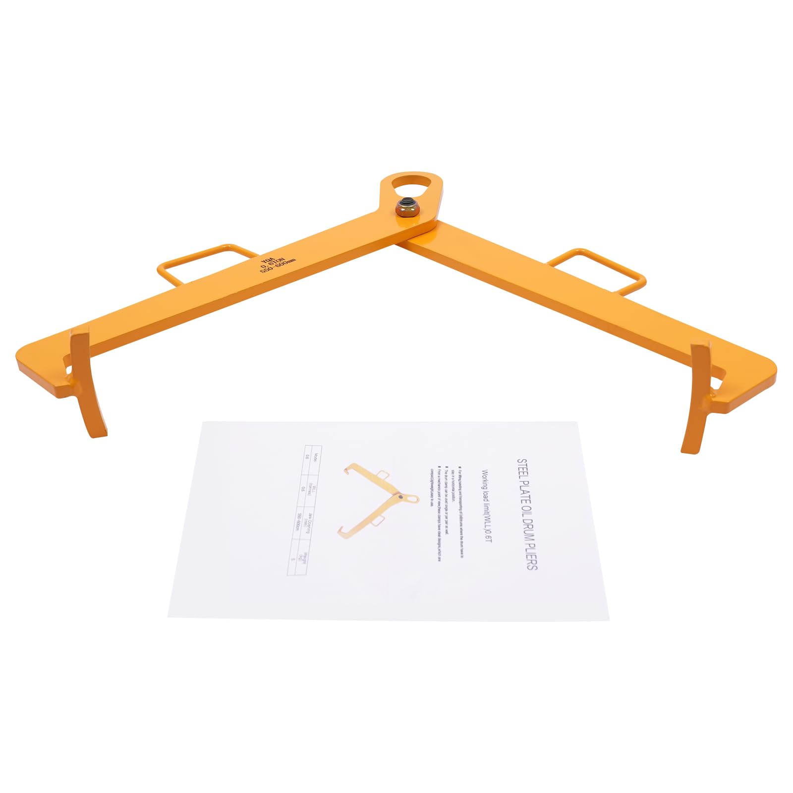 Pince verticale pour tonneau, pince de levage jaune, pince de levage de baril d'huile, capacité de charge maximale : 0,6T/1322,77 lbs peut être utilisé pour le transport de fûts en plastique Fûts
