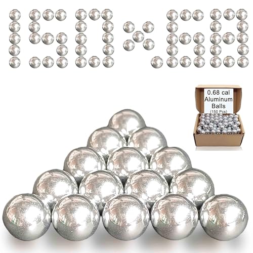 CCFREELIFE 150ct .68 Caliber Aluminum Balls 68 Caliber Balls for Byrna SD/LE/TCR/MAX for Salt Supply S2/Pistelle X-68 7.3g Reusable Ideal for Practice Training