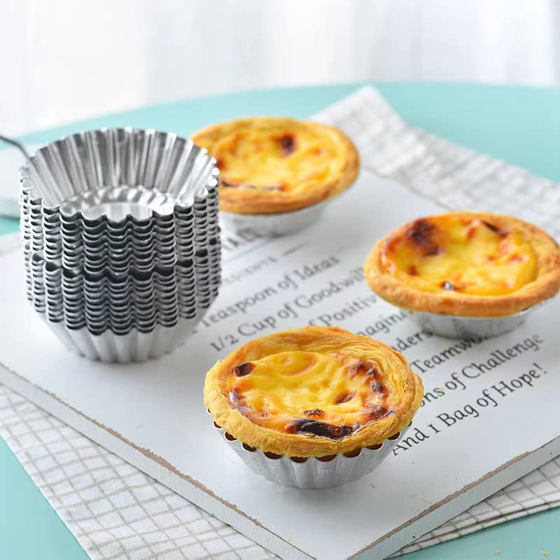 Nature Dream 20pcs Egg Tart Aluminum Cupcake Cake Cookie Mold Lined Mould Tin Baking Cups