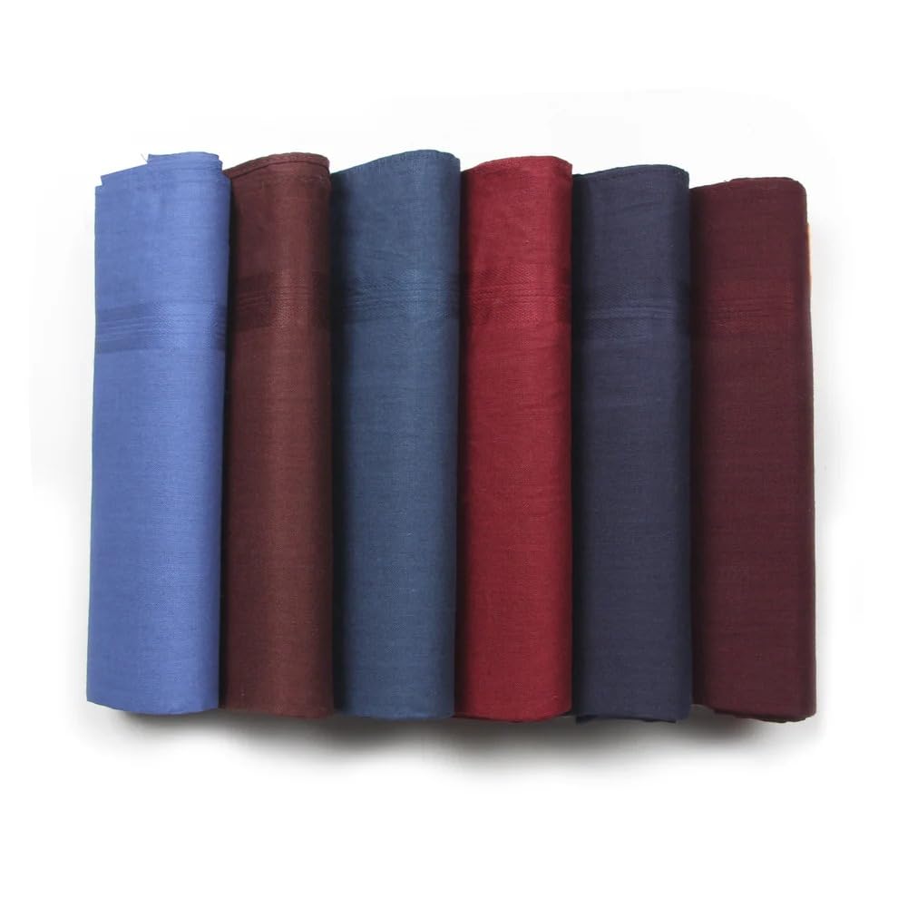 bonjour Solids Collection Premium Cotton Handkerchiefs For Men - Pack of 6-picture-28