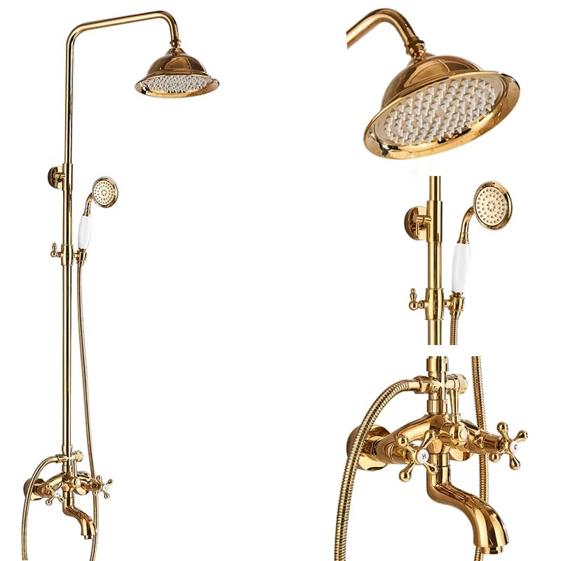 Ensembles de douche en or avec robinet et système de mitigeur pivotant pour salle de bain