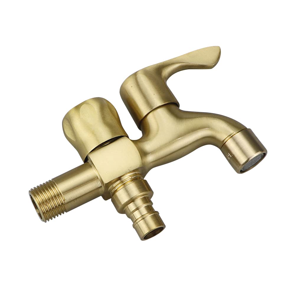 TopHomer 1/2" Brass Hose End Tap, Outdoor Garden Tap Kit, Vintage Style, Gold Finish, Brown Color Family