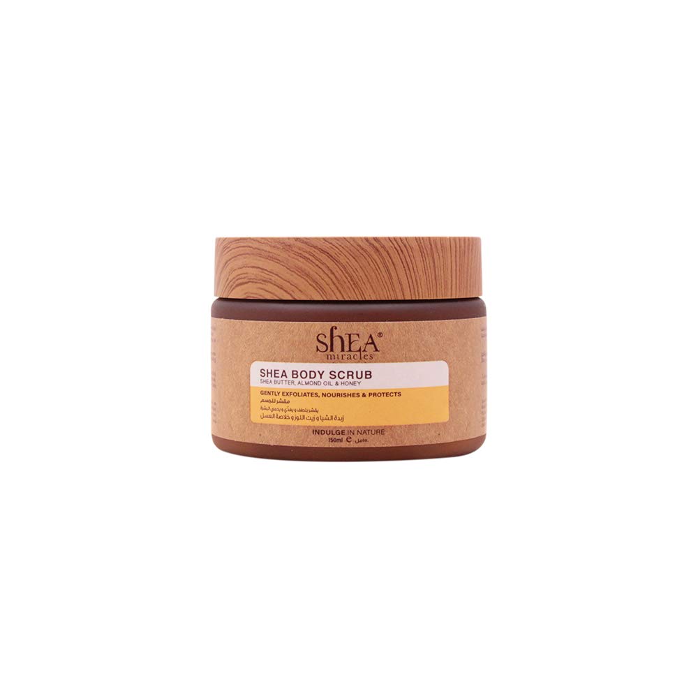 Shea Miracles Shea Body Scrub With Enriched Almond Oil & Honey, Remove Dead Cells, Nourish & Moisturize Skin, 150 ml