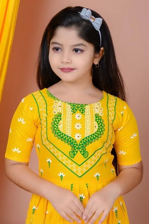Image of Girls' Traditional Printed Kurti with Palazzo and Dupatta Set, Pink and White, Floral Design