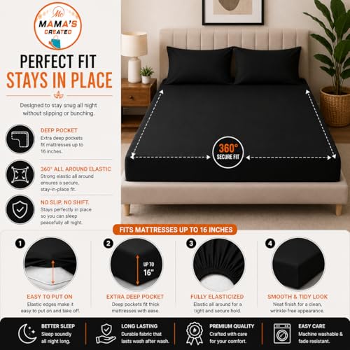 Image of Double Size Bed Sheet - 600 Thread Count Single Flat Sheet Only - Long Staple Egyptian Cotton Top Sheet Wrinkle & Fade Resistant - Black