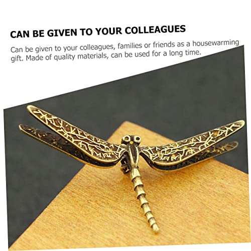 QUMIIRITY Lifelike Dragonfly Model Figurine Solar Decor Sun Catchers for Windows Dragonflies Shelf Decor Desktop Gold Decor Gadgets Office Desk Decor Creative Adornment Brass - Image 7