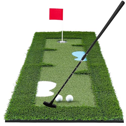 Putting Green Indoor For Golf Putting Practice – Indoor &Amp; Outdoor Golf Putting Mat With Adjustable Putter &Amp; 2 Golf Balls, Realistic Turf Golf Putting Mat For Home, Office &Amp; Training
