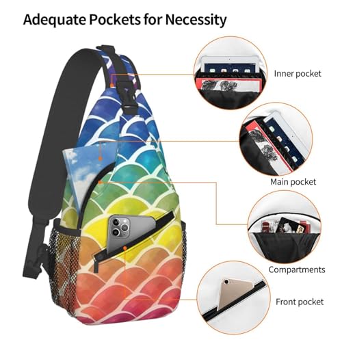 Mochila bandolera con estampado Rainbow Fish Scale miniatura 4