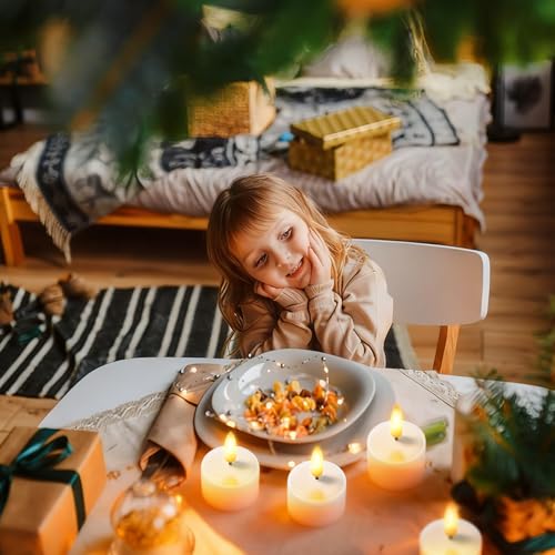 Image of KSWING Flameless Tea Lights Candles with Remote Timer & Charging Station Base, 6PCS USB Rechargeable Battery Operated LED Tealight Candle Flickering Realistic for Home Christmas Wedding Decor,White