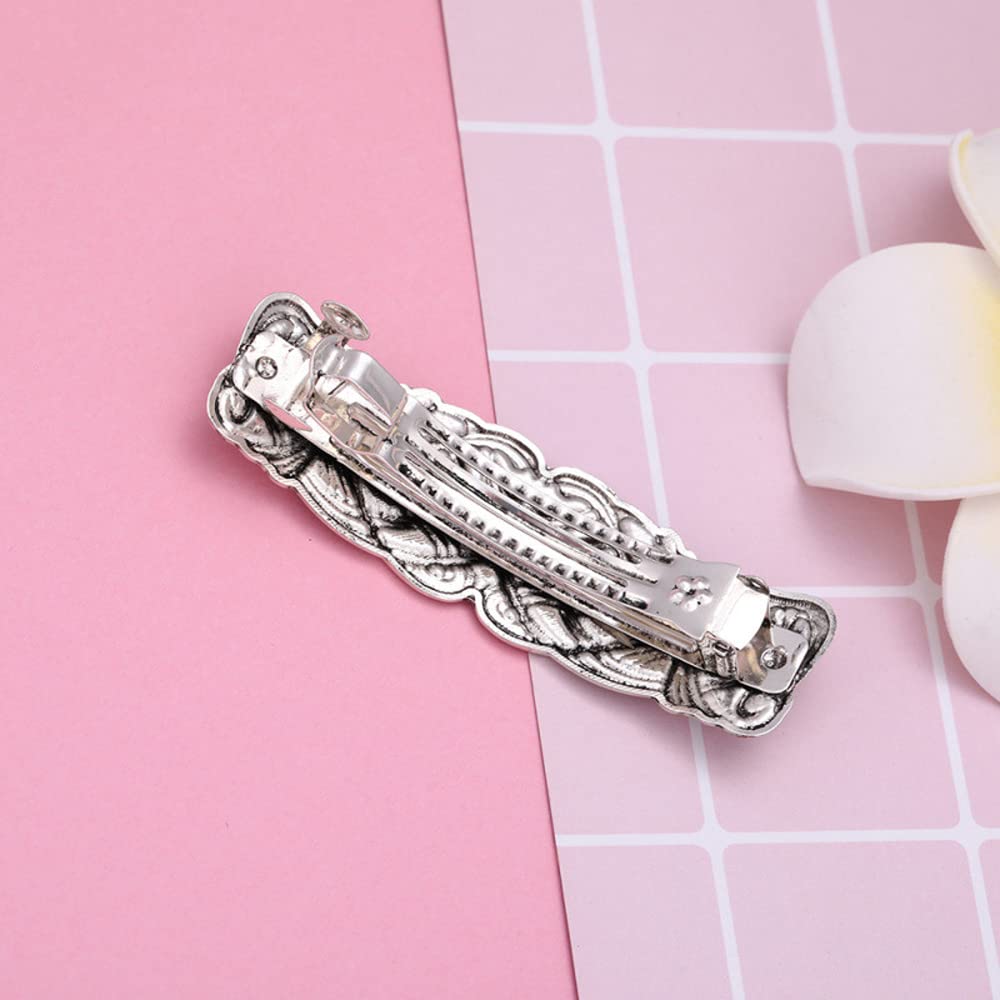 JKJF 2 Pcs Celtic Knot Barrette Vintage Hair Barrettes Metal French Hair Clips Engraved Headwear for Women Girls - Gold Silver Style 1: Vintage Knot #1